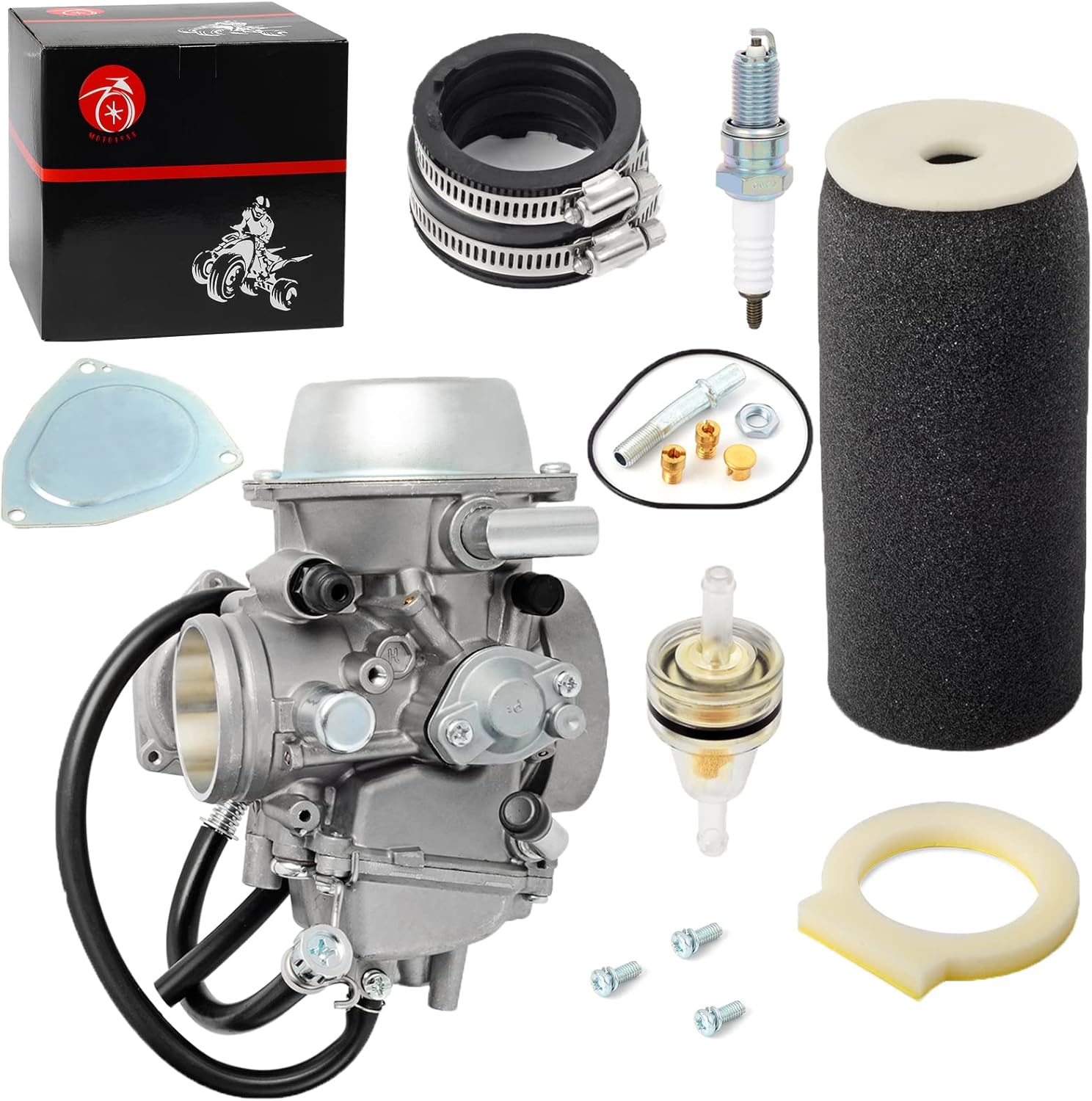 Carburetor Carb & Air Filter foam & Intake Manifold Boot Kit For Yamaha Grizzly 660 2002 2003 2004 2005 2006 2007 2008 Carb