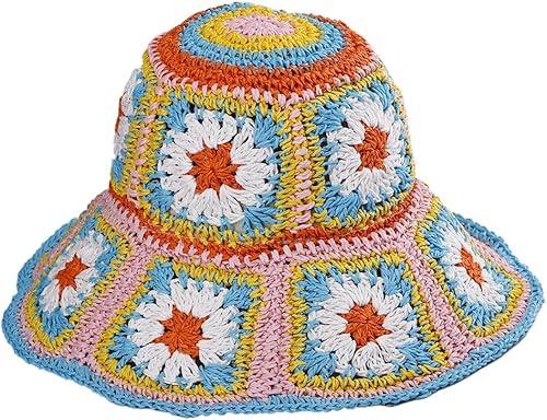 Sombrero de paja para mujer, sombrero de pescador tejido floral, sombrero de pesca, sombrero de playa, gorra plegable tejida a mano disponible en Yaxa Peru