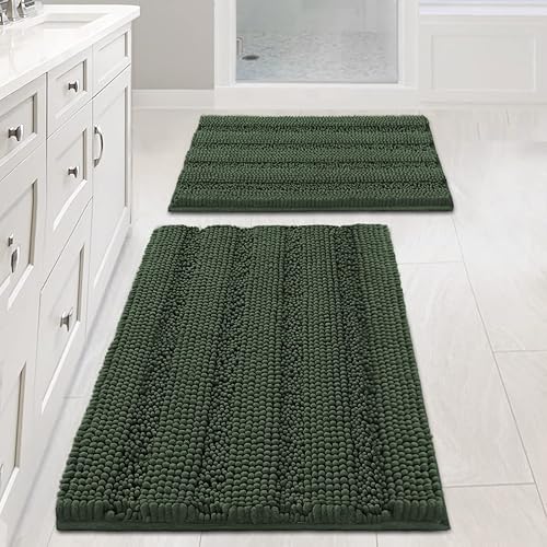 Miniatura 78 de H.VERSAILTEX Alfombras de baño antideslizantes extragruesas de felpilla a rayas 24" x 36" Absorbentes, antideslizantes, suaves, esponjosas