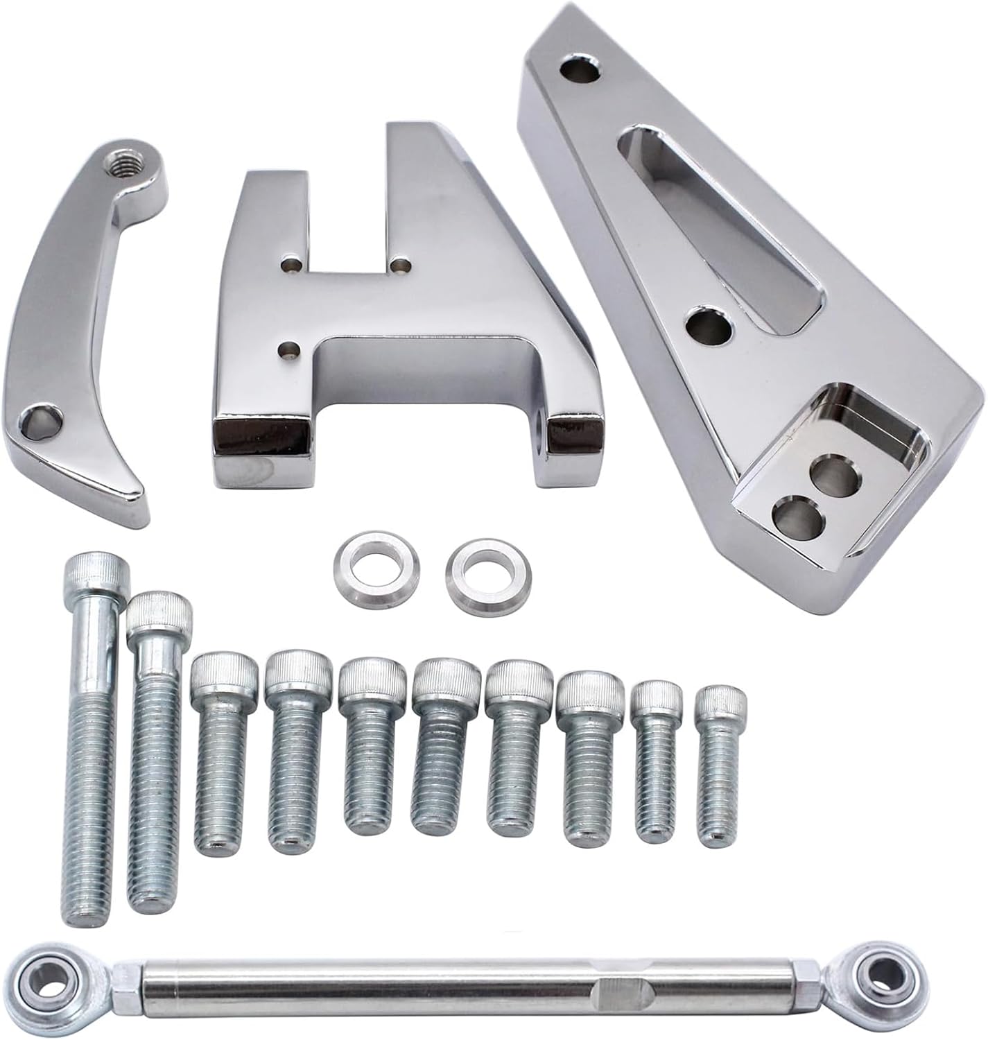Chrome Plated Aluminum Alternator Bracket Kit Fits for Chevy SBC 350 Short Water Pump Swp
