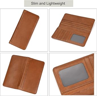 LUUFAN Men's Genuine Leather Long Wallet with Zipper Pocket Vintage Bifold Checkbook Purse