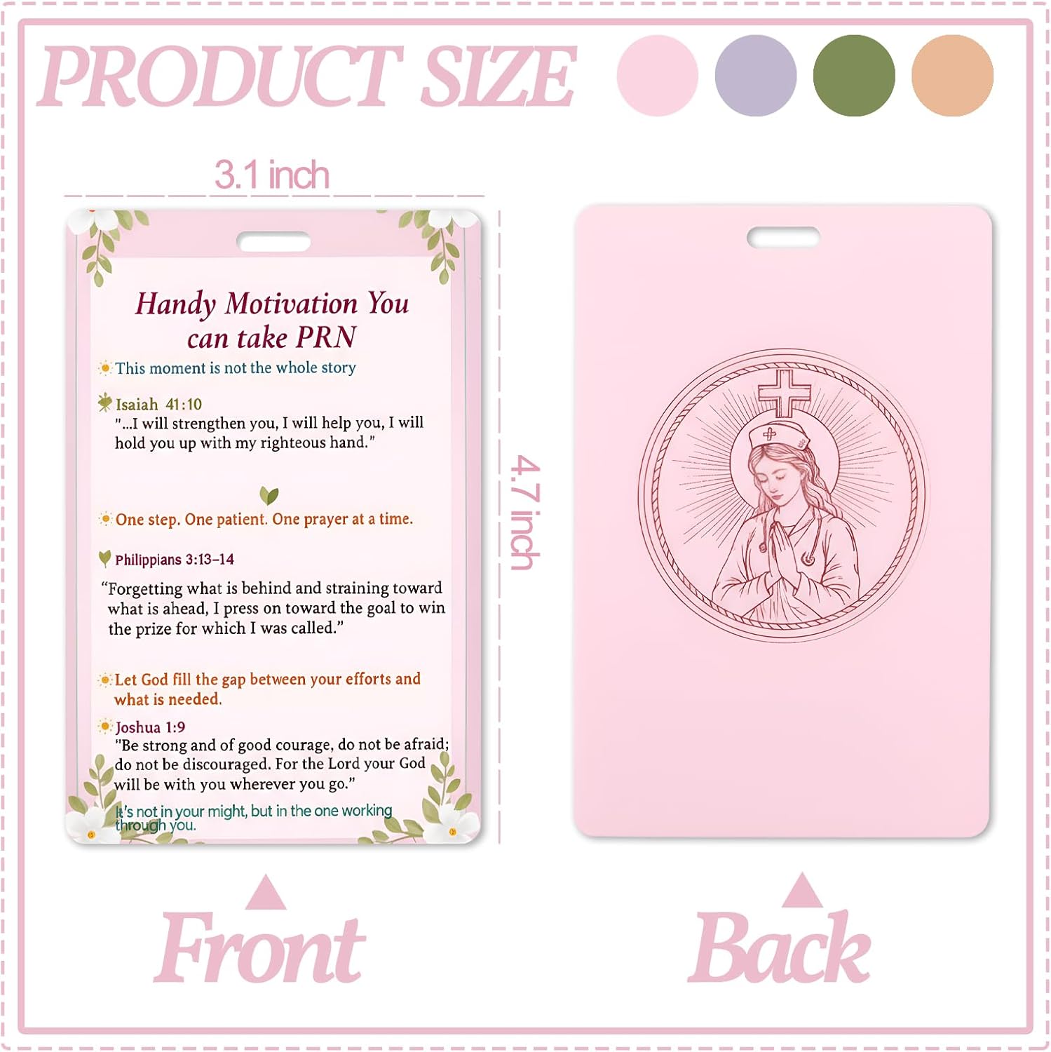 4Pcs Motivational Badge Buddy – Inspirational Christian Gift Set for Healthcare Workers & Students, 4 Colors Durable Plastic Faith Cards with Bible Verses, Encouragement Gifts for Nurses