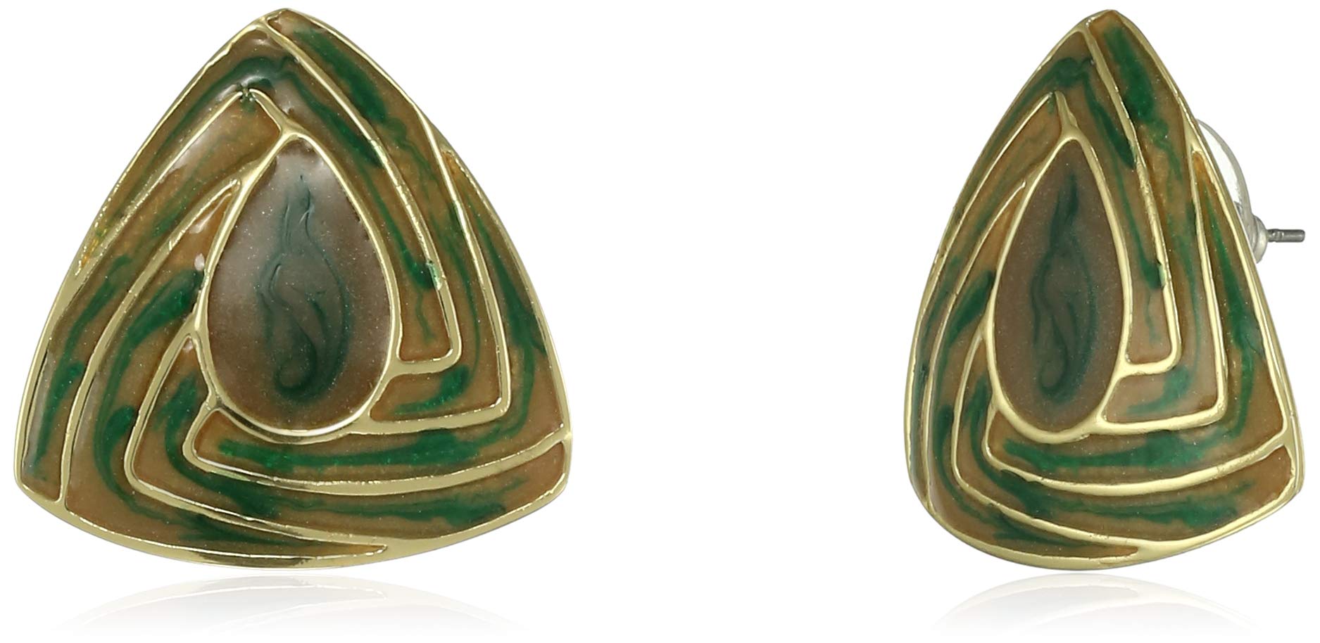Estele 24 Kt Gold Plated Green colour triangular shaped studs for women