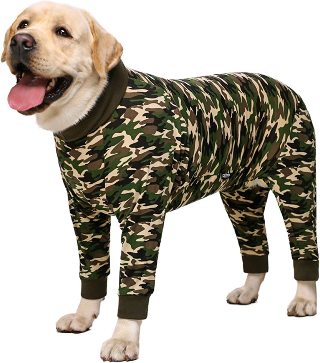 Lovely Elastic Dog Pajamas Sleeping Clothes Anti-hair Dust-proof Garment Jumpsuit for Medium Large Dogs (32, Green Camouflage)