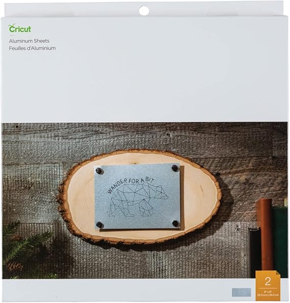 Cricut Feuilles en Aluminium, 20,3 cm (8" x 8") (boîte de 2), Argenté, 8" x 8"