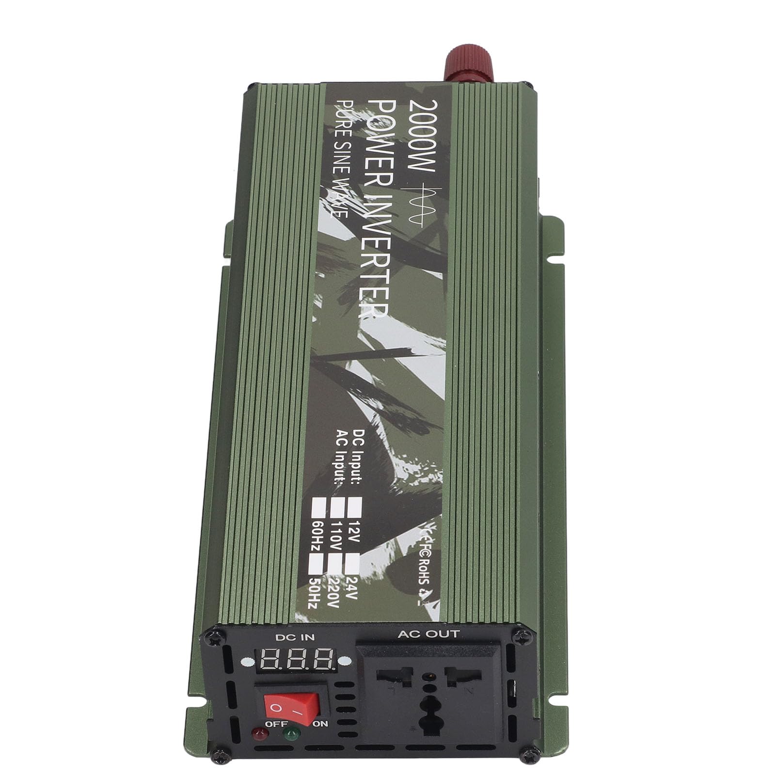 Garosa Przetwornica Napięcia Samochodu Czysta Fala Sinusoidalna Przetwornica Samochodowa 12 V na 220 V 2000 W Szczytowa Moc 800 W Rzeczywisty Stop Aluminium z Wentylatorem Chłodzącym USB 5 2 A do