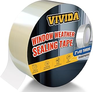 VIVIDA Transparent Window Weather Sealing Tape for Winter, 2 Inch x 120 FT (40 Yards) Window Insulation for Winter, Clear Weather Sealing Tape for Doors & AC Units, 1 Pack