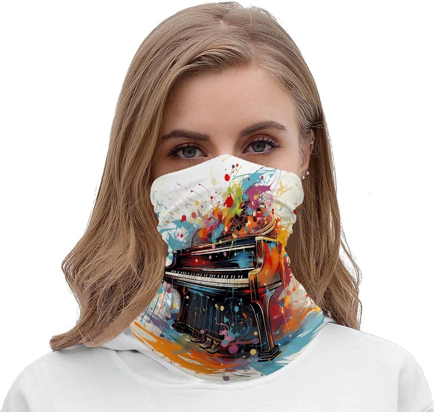 Color Music Neck Gaiter Breathable Bandana Windproof Face Mask Cooling Gator Scarf Face Cover Scarf Mask Winter Neck Warmer Gaiter image 5