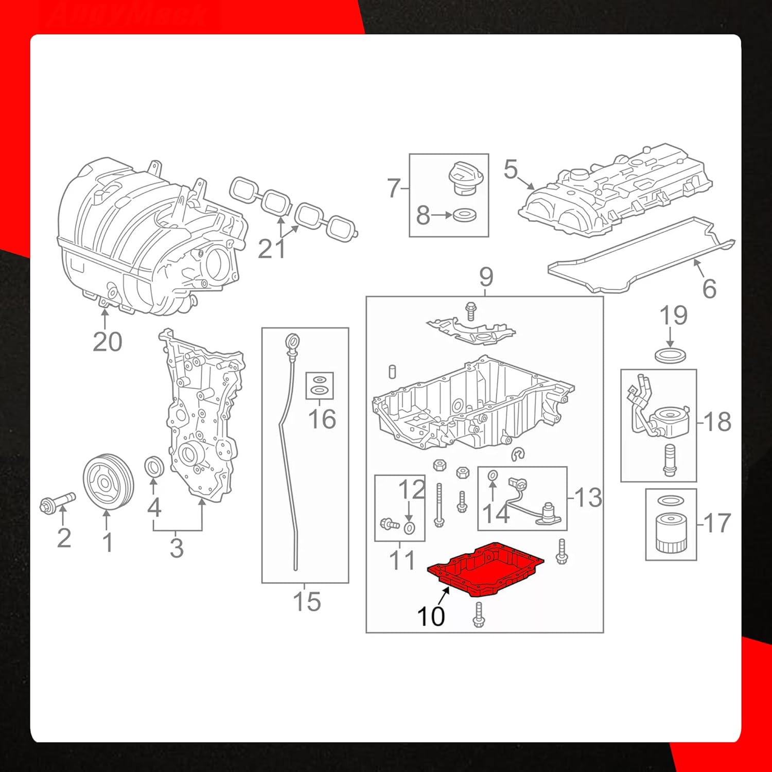 Engine Oil Pan with Drain Plug Compatible With Chevrolet Impala Malibu Buick Regal Cadillac ATS CTS 2.0L 2.5L Replace GMP92A