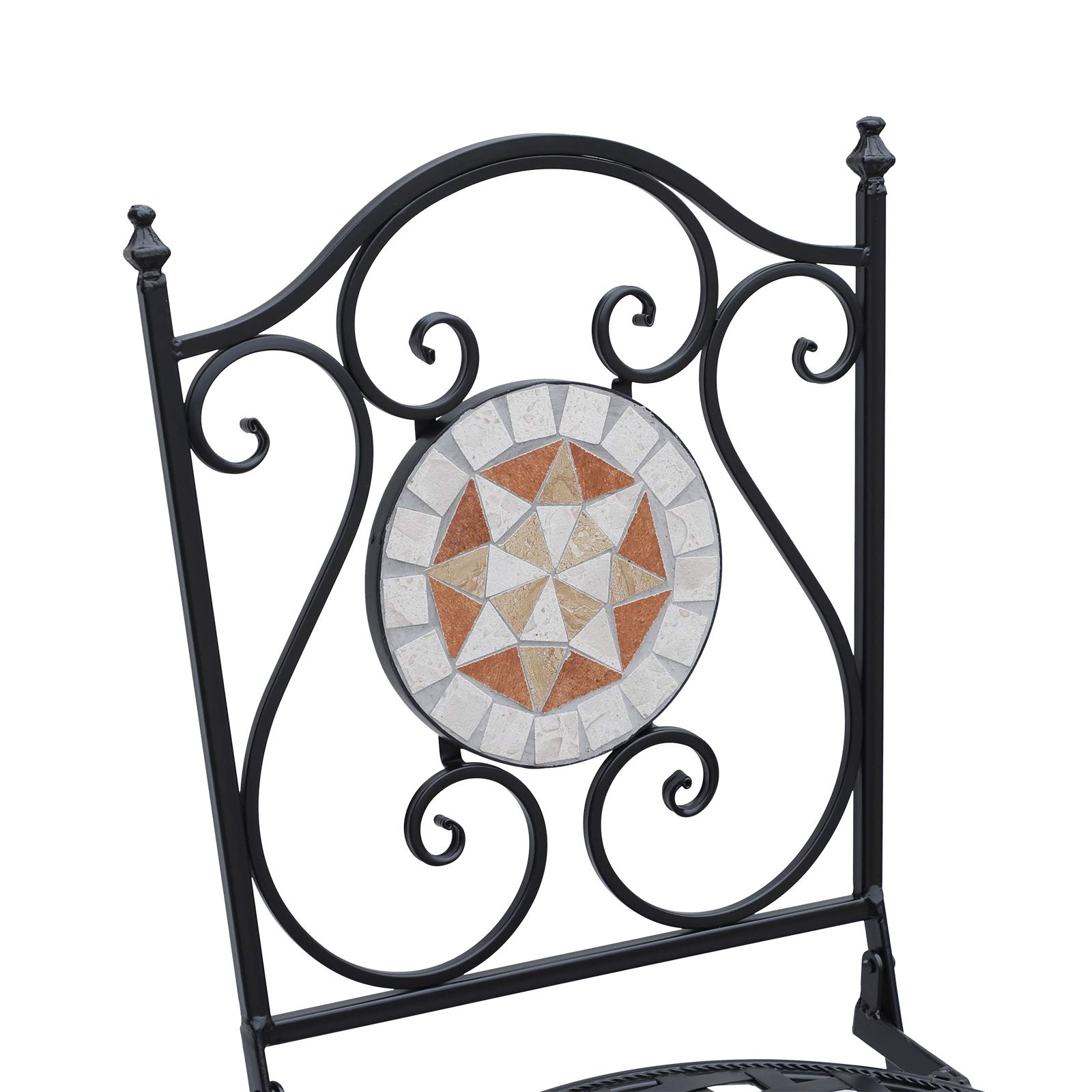Outsunny Set de 2 Sillas Plegables de Jardín Bistro 50x40x94,5 cm Negro | Silla Asiento Mosaico, para Terraza Balcón, Metal, Carga 120 kg