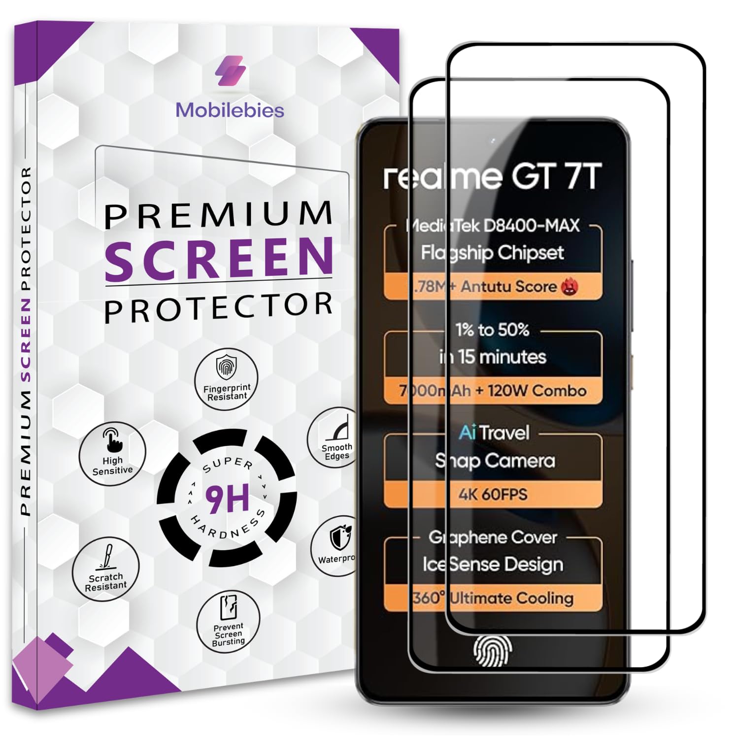 Premium Tempered Glass Screen Protector Guard For Realme GT 7T / GT 7 (6.8 Inch, Pack of 2) | Edge to Edge Coverage With Easy to installation kit-image-44