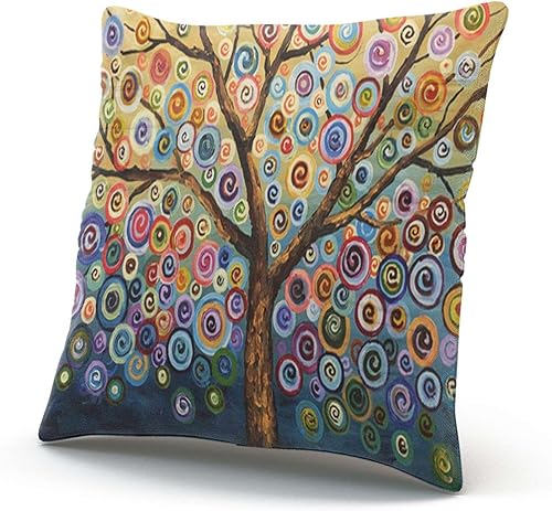 Miniatura 6 de Funda de almohada decorativa con diseño de árboles de pintura colorida personalizada, funda de almohada con cremallera, un lado, impreso, 12 x 24