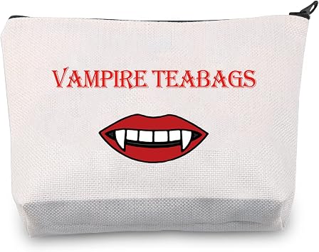 LEVLO The Vampire Series Inspired Gift Funny Vampire Teabag Makeup Bag Gift for Women Fans The Vampire Teabag