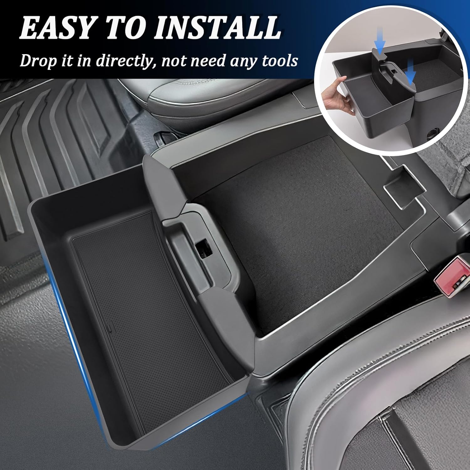 TOPINSTALL Large-Capacity Jump Seat Hanging Tray Compatible with 2019-2026 Chevy Silverado/GMC Sierra 1500, 2020-2026 Silverado/Sierra 2500HD 3500HD, Console Organizer (Split-Bench Folding Seat Only)