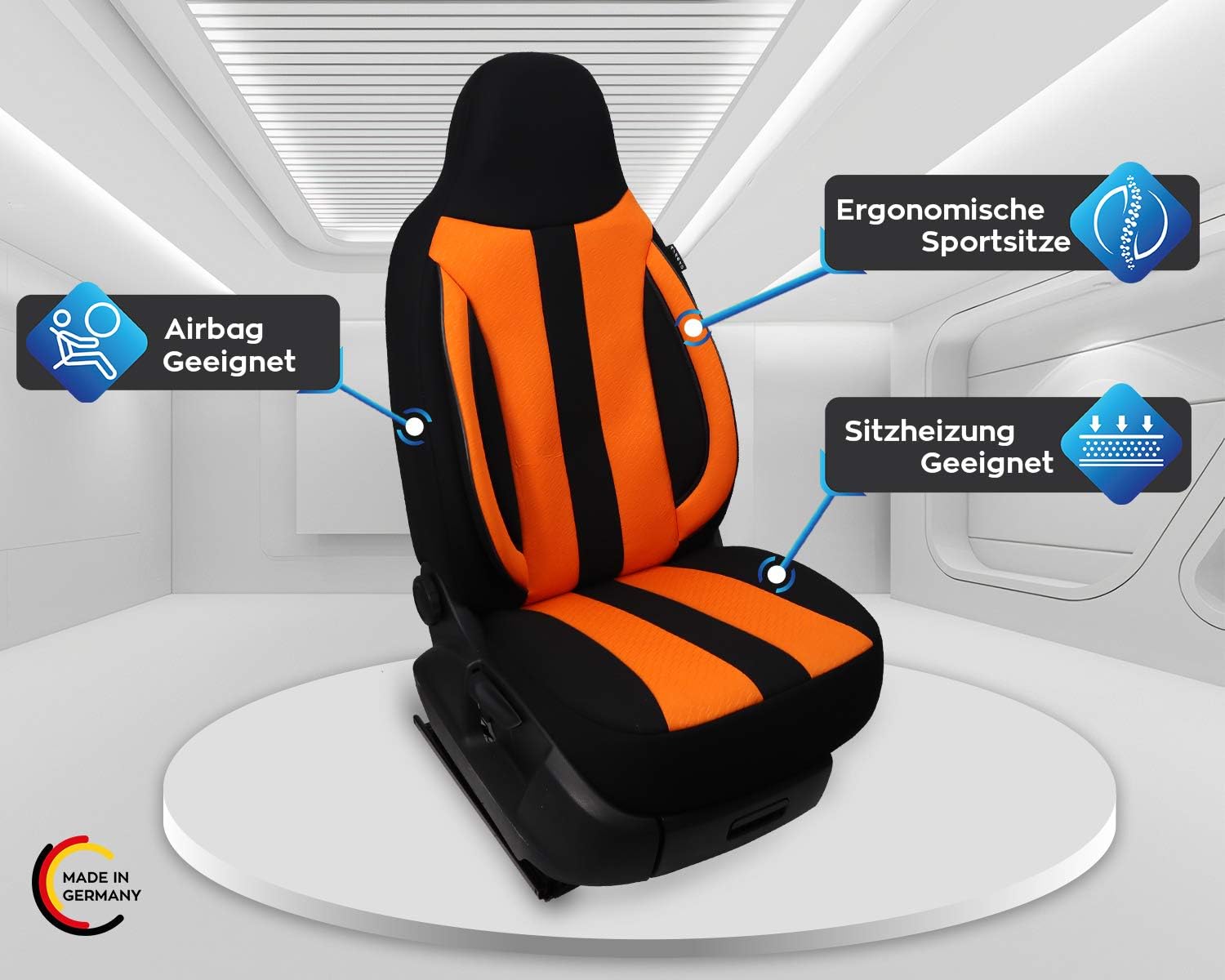 BREMER SITZBEZÜGE Measure Pilot Car Seat Covers Compatible with Ford Tourneo Transit Custom Driver & Passenger from 20122022 Car Seat Covers Protective Cover Set Car Seat Covers Pack of 2 in