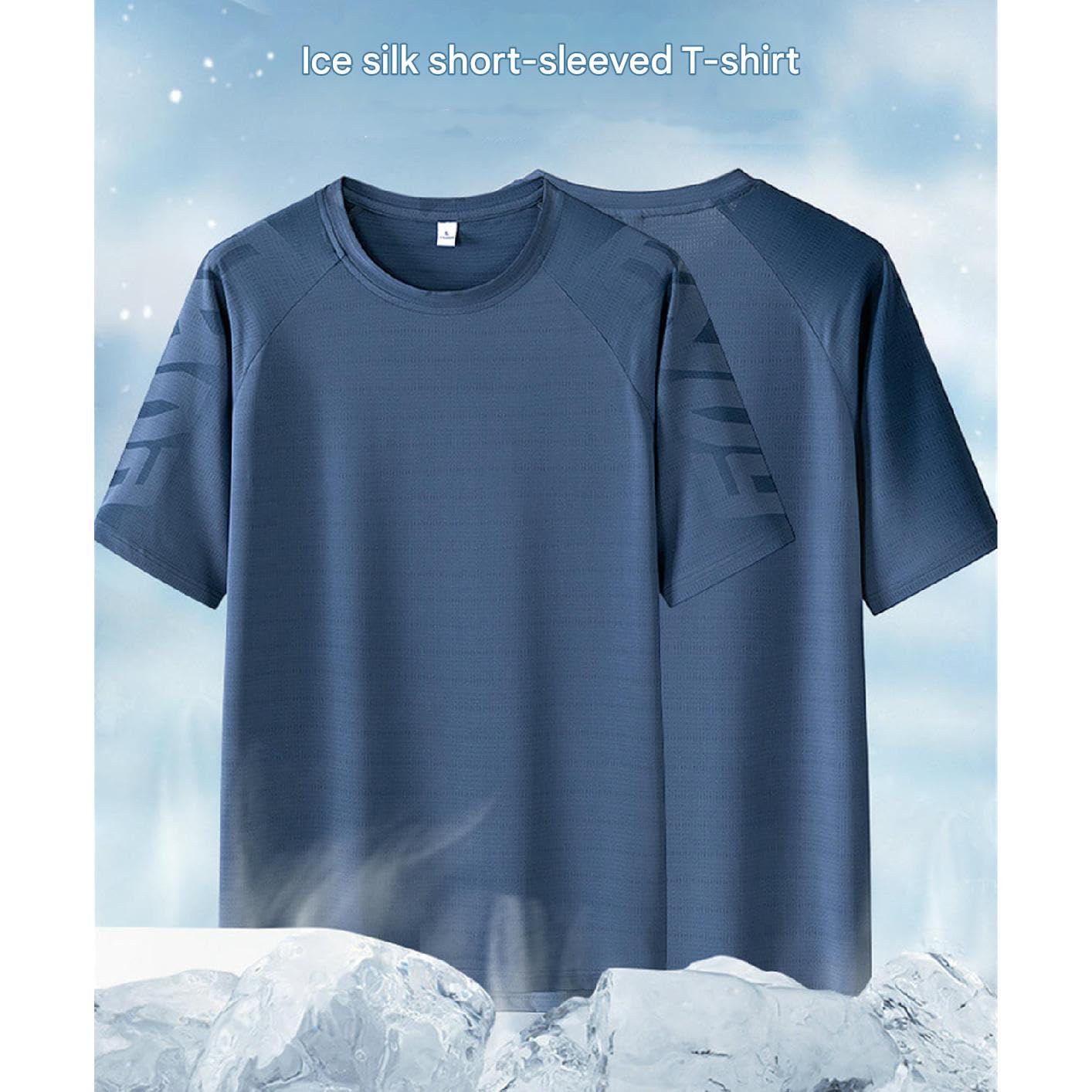 Męskie T-Shirty Męska koszulka z krótkim rękawem Lato Szybkoschnąca okrągła szyja Lód Jedwab Oddychanie Top Sportowy Modny All-Match Pulower-Gray Blue-3xl