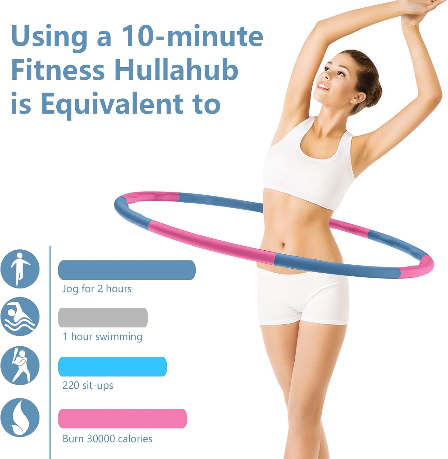 Kapsuen Adjustable Hula Hoop - 8 Section Detachable Hula Fitness Hoop Weighted Hoola Hoop Fitness Hoops for Exercise Home Workout - Image 5