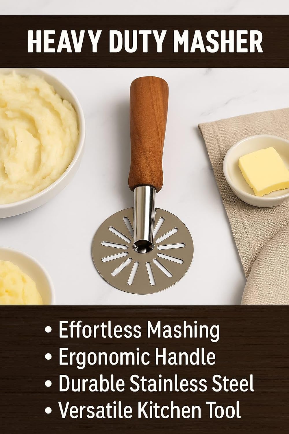 Kitchen Haven Vegetable/Potato/Pav Bhaji Masher with Wooden Handle (1 Piece) Kitchen Haven Vegetable/Potato/Pav Bhaji Masher with Wooden Handle (1 Piece)