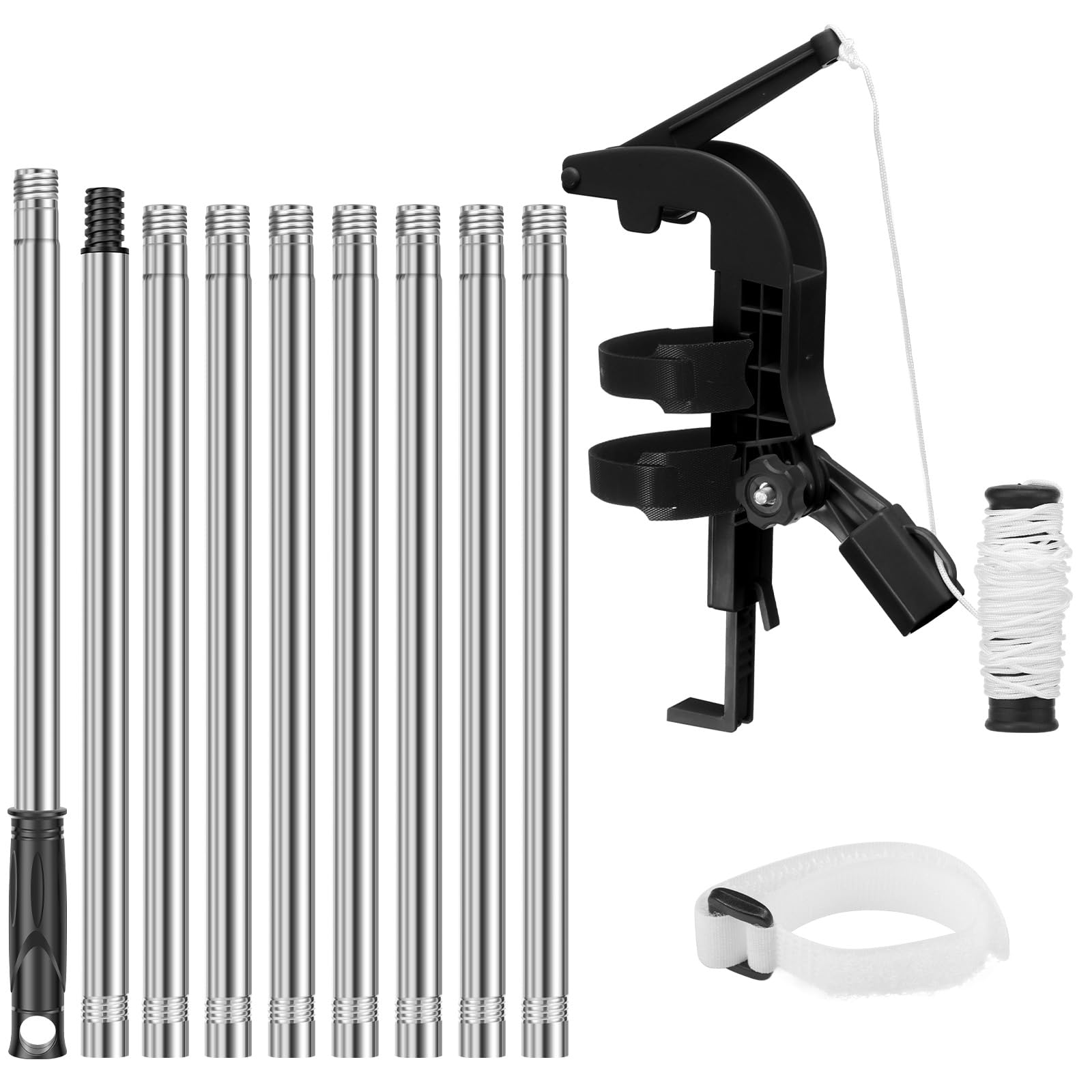 Adaptateur de poteau réglable de 0 à 115° avec longue rallonge en acier inoxydable 3,7 m
