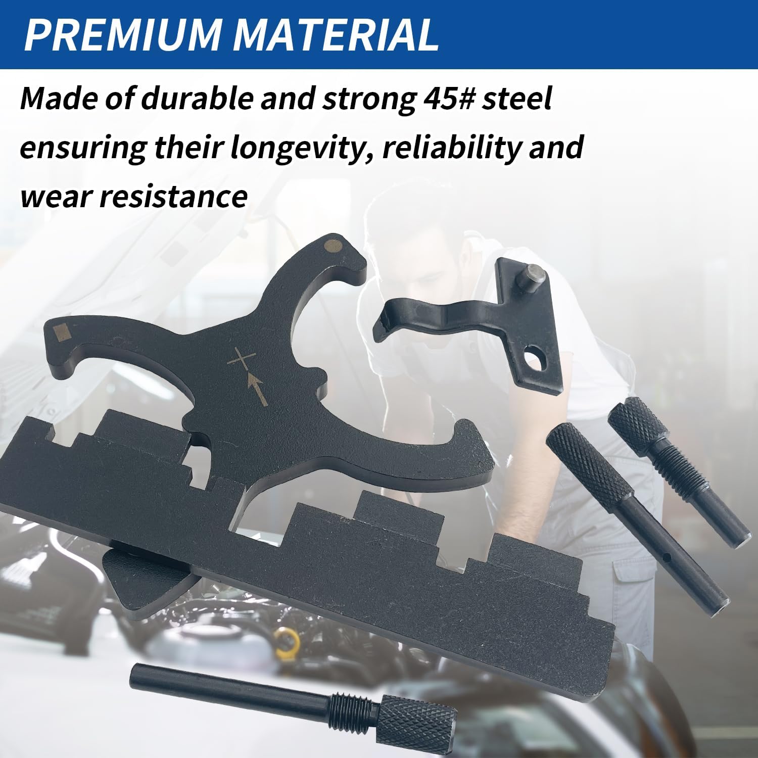 9Pcs Engine Camshaft Alignment Timing Tool Kit, Timing Tool Kit Compatible with Ford Focus Fiesta Mazada 1.5 1.6 VCT, Camshaft Flywheel Locking Tools 303-1097