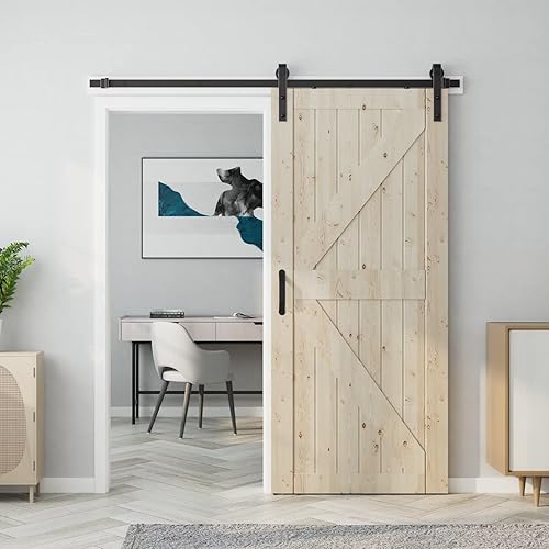 Miniatura 5 de Kit de herrajes y rieles para puertas correderas de granero de bronce aceitado oscuro de 78 pulgadas para puertas interiores, forma de J estándar,