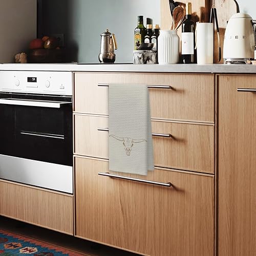 Miniatura 4 de Voatok Toallas retro boho occidentales  16 x 24 pulgadas, toallas de mano decorativas con calavera de toro para baño y cocina, decoración bohemia