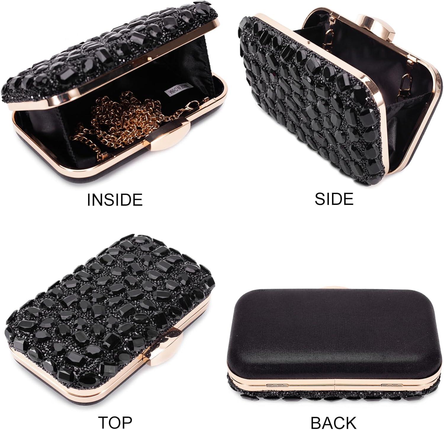 Gemstone Clutch Purses for Women Wedding Party, Rhinestone Purse Crystal Evening Bag for Women Evening