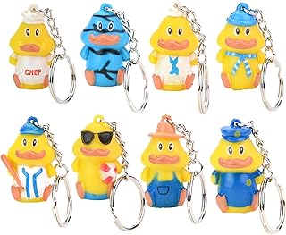 Fun Keychains for Kids - Duck Party Keychains 1.5 Inch - Party Favor Keychains Bulk 20 Pcs - Cute Animal Keychains - Duck Toys for Kids