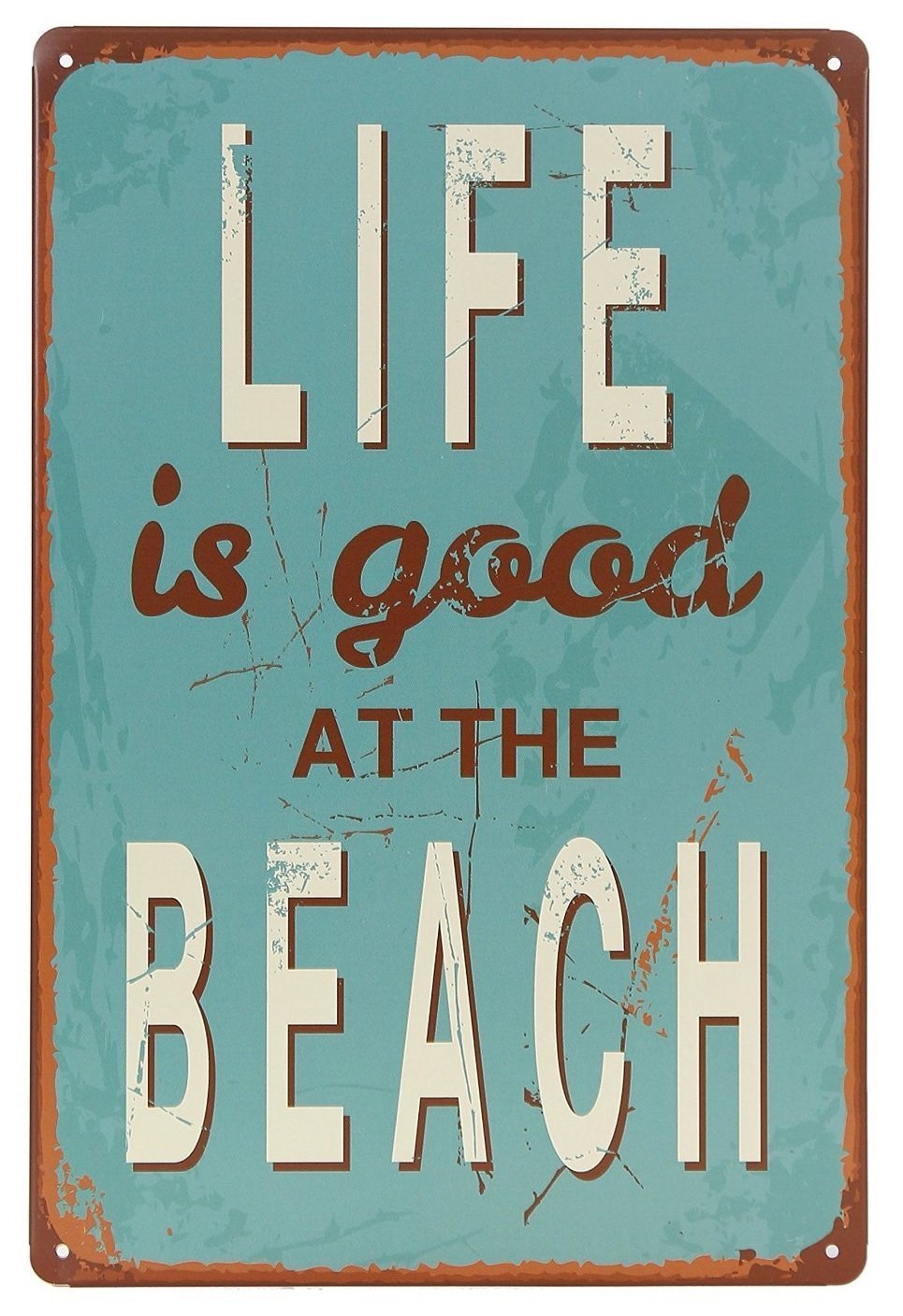 peiyeety 8 * 12inches Life is Good at The Beach Metal Tin Sign, Vintage Antique Plaque Poster Living Room Bedroom Home Wall Decor
