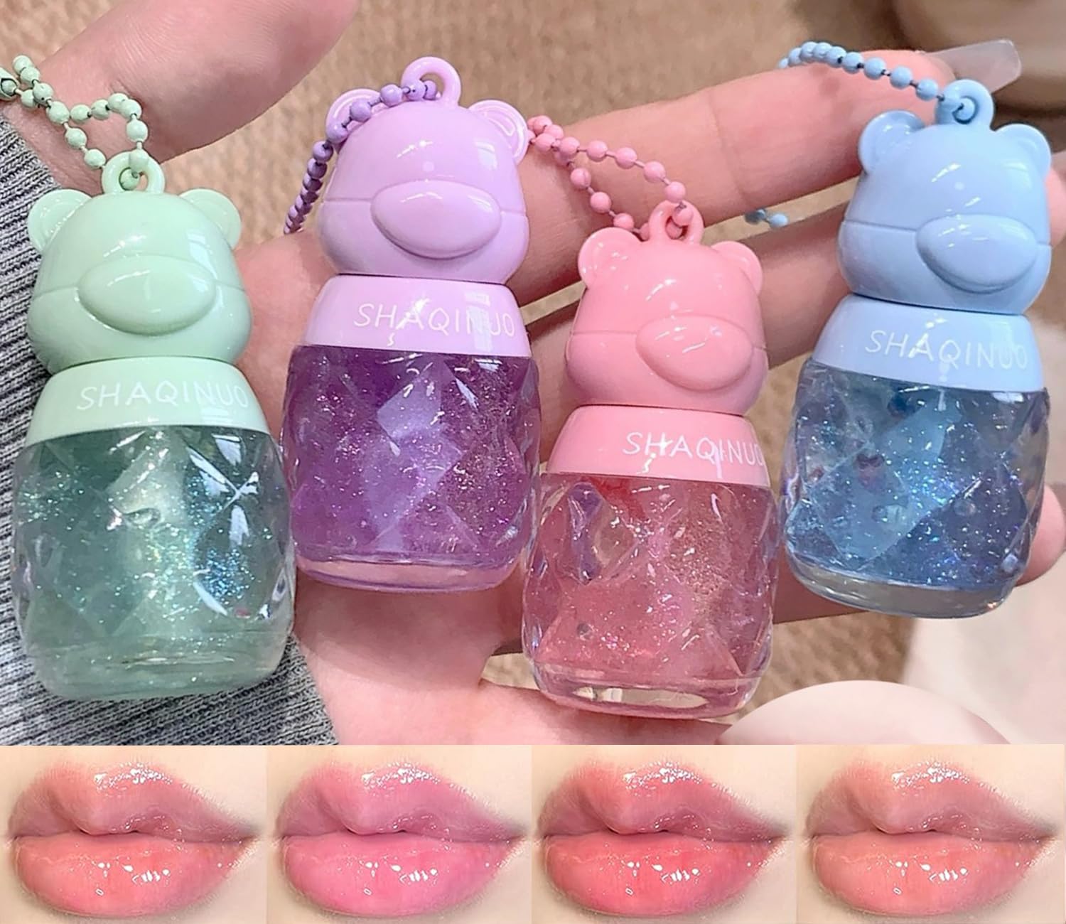 4 Pcs Fruit Flavored Lip Gloss Set for Kids | Hydrating Makeup