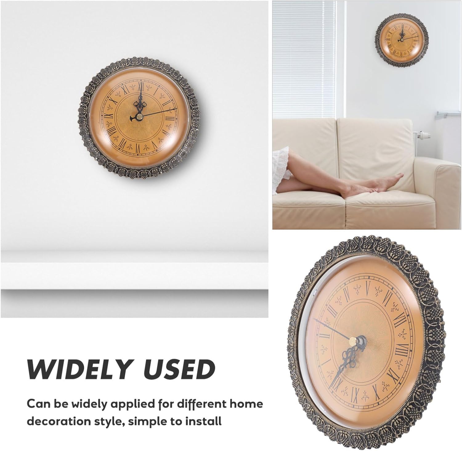 DOITOOL 5.7 Inch (145 mm) Quartz Clock Insert with Roman Numeral, Quartz Movement, Vintage Round Clock Insert DIY Insert