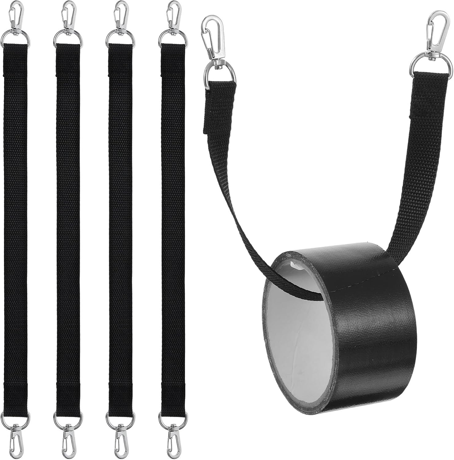 4Pcs Electrical Tape Holder for Belt Thong with Snap Hooks Polyester Tape Holder Chain Electrical Tapes Strap Measure Chain for Box Construction Pouch Bag Tool