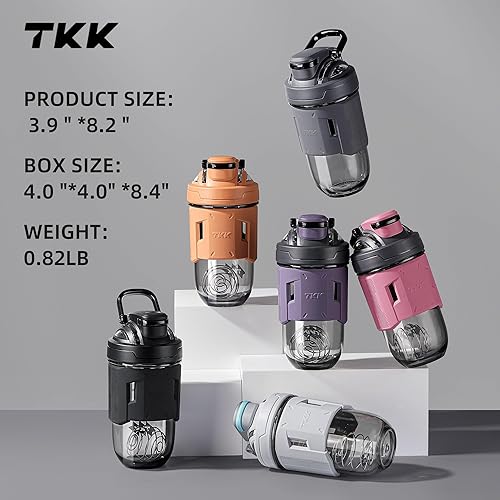 Miniatura 7 de TKK Blender Shaker Bottle 24 onzas con bola mezcladora de plástico para proteínas antes y después del entrenamiento, vaso mezclador de bebidas de