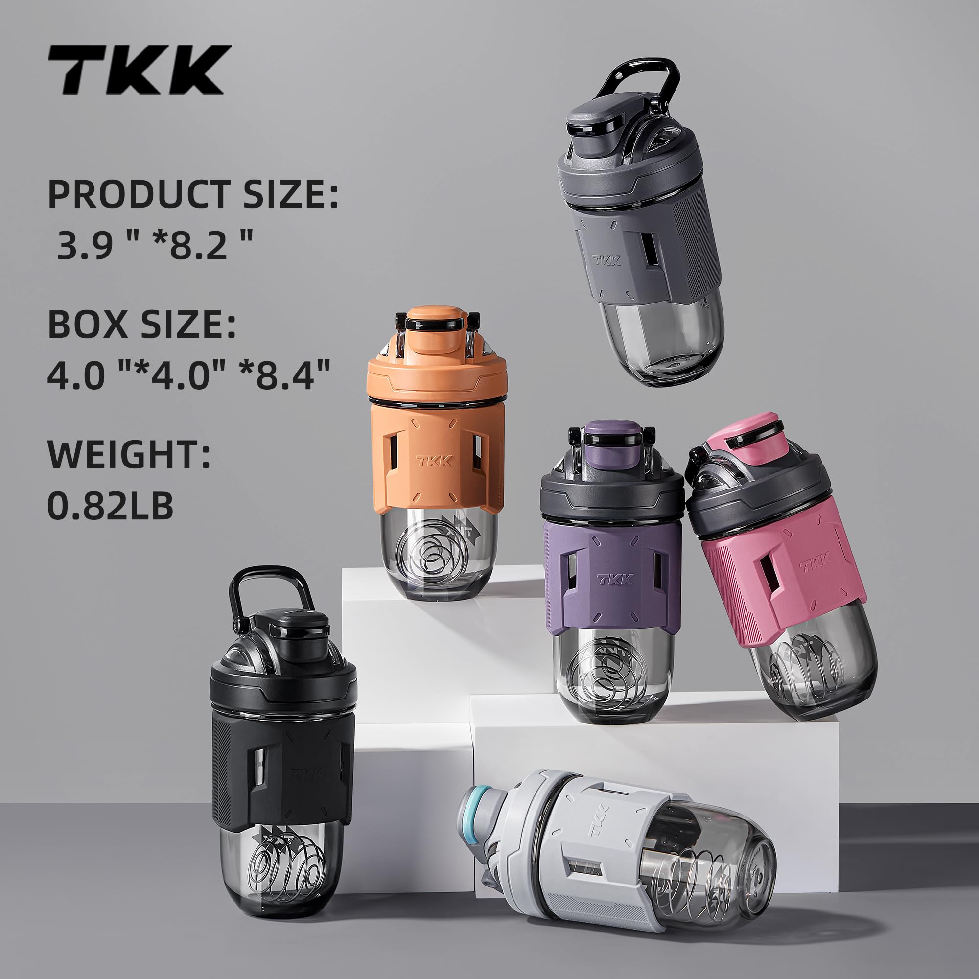 TKK Botella mezcladora de 24 onzas con bola mezcladora, botella mezcladora de proteínas de plástico para antes y después del entrenamiento, taza mezcladora de bebidas de Estados Unidos, Tritan sin BPA