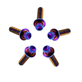 Rison Titanium M7 Titanium Split Rim Bolts for 3pc/2pc Wheels M7x24mm, Burnt Blue