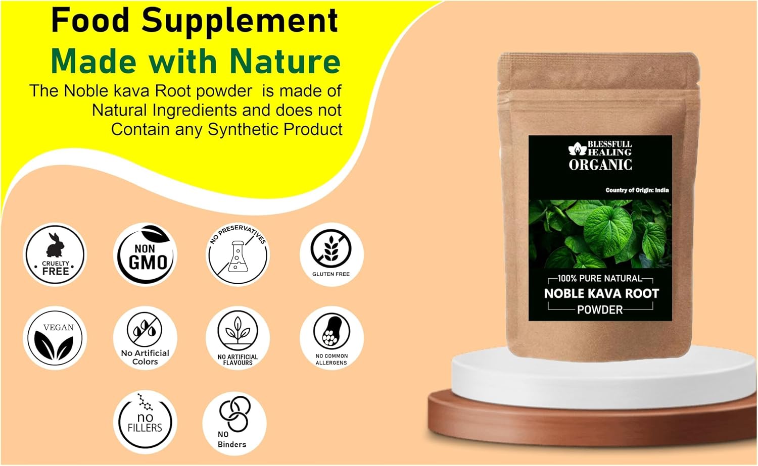 Blessfull Healing Organic Noble Kava Root Powder 100% Pure Natural 100 Gram / 3.52 oz