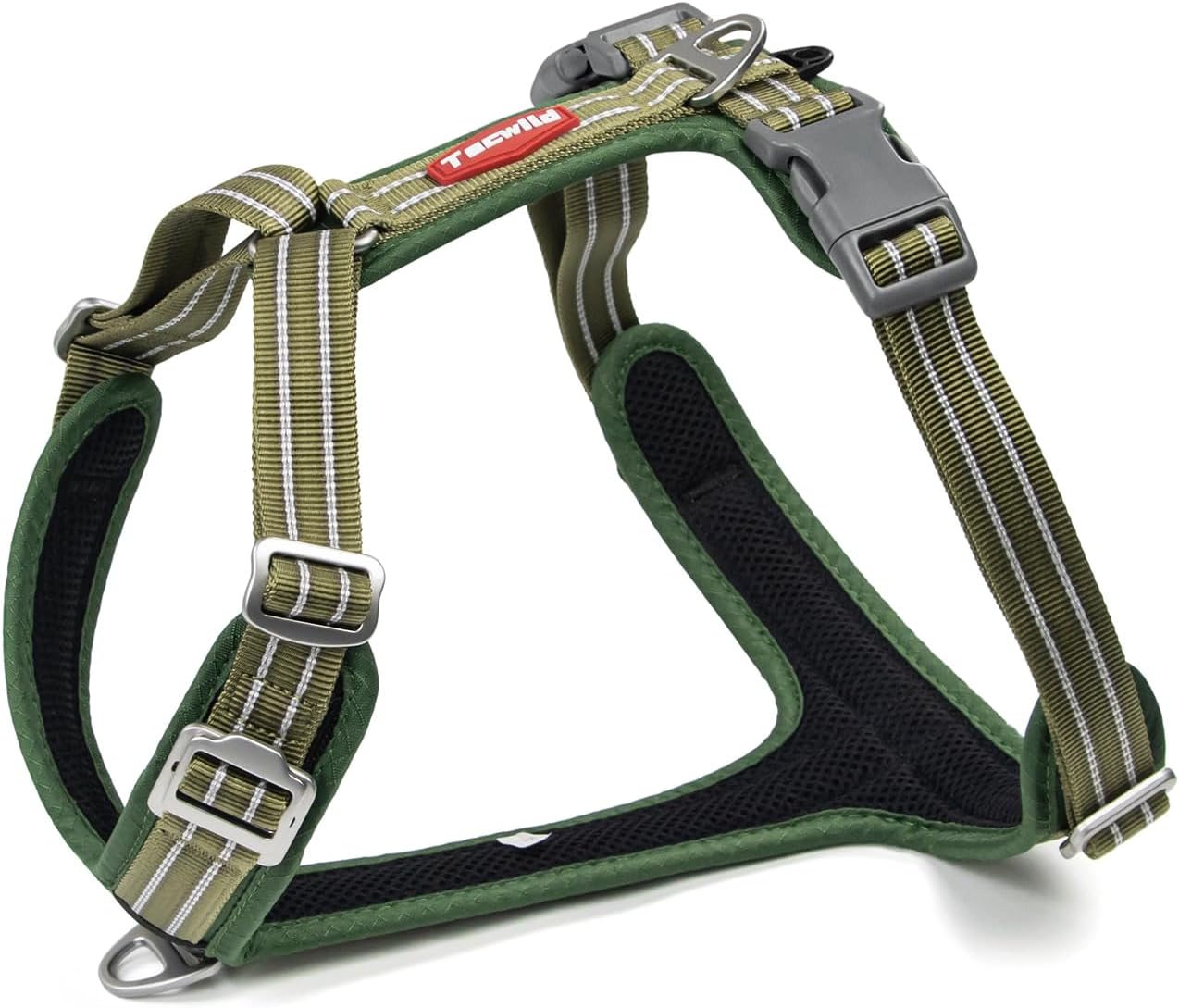 No Pull Dog Harness - Adjustable Reflective Dog Vest with Metal Snap, Soft Breathable Mesh No Choke Puppy Harness, Easy to Put on & Take Off (Green, X-Large)