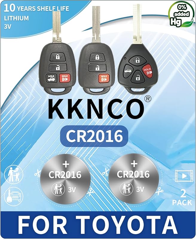 Bateria CR2016 para chave tradicional Toyota KKNCO com ferramentas – Kit com 2 baterias