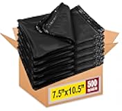 iMBAPrice 500-Pack Black Poly Mailers 7.5x10.5 Inch #2 Mat Black Color Poly Mailing Envelopes Bags, Self Seal Adhesive Waterproof and Tear Proof (Total 500 Bags)