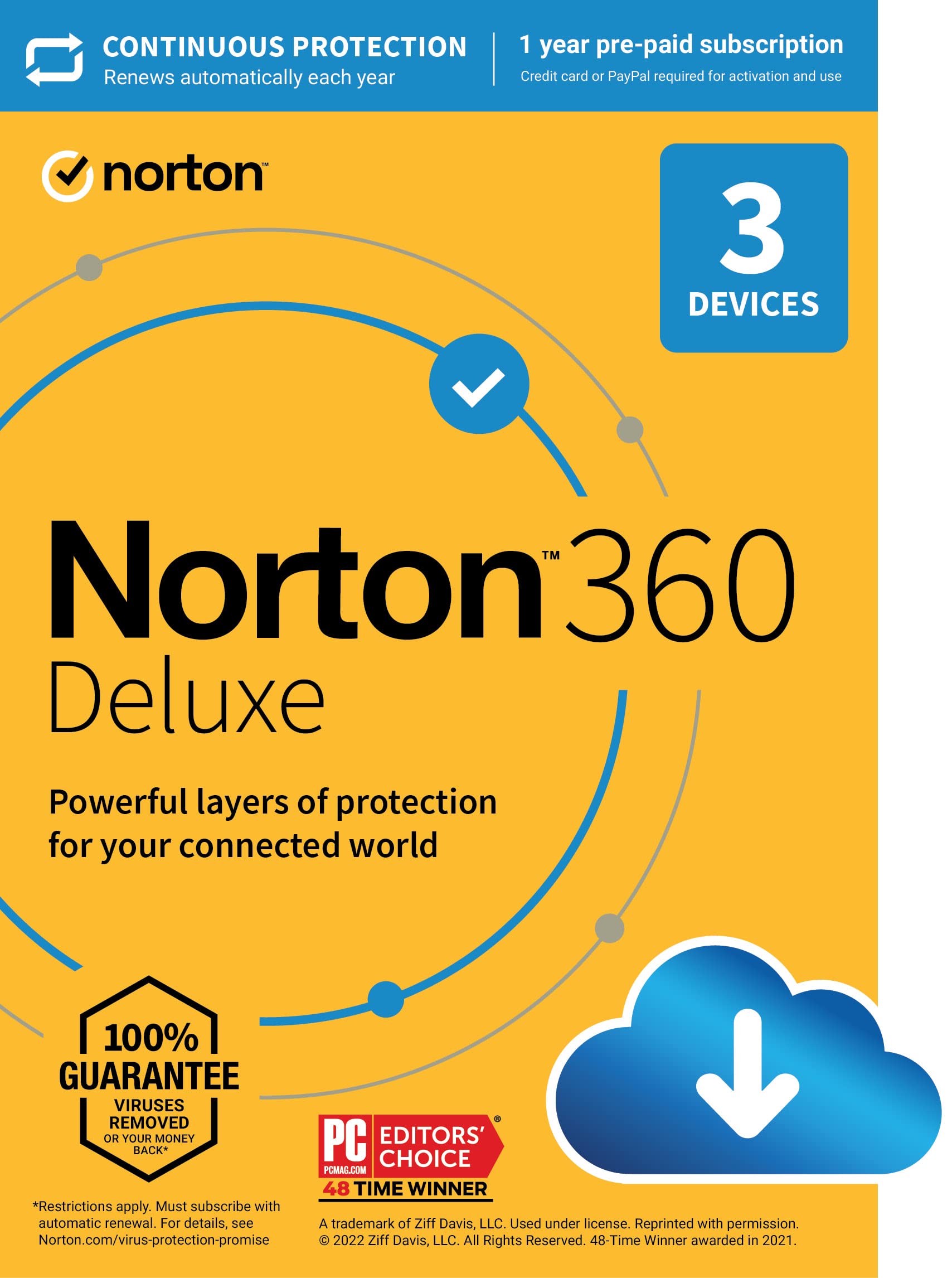 Norton 360 Deluxe 2026 Ready, Antivirus software for 3 Devices with Auto-Renewal – Includes Advanced AI Scam Protection, VPN, Dark Web Monitoring & PC Cloud Backup [Download]