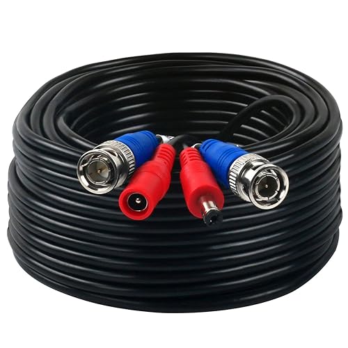 Miniatura 2 de Tainston Paquete de 4 cables de alimentación de video BNC de 25 pies, cable de cámara de seguridad de video todo en uno prefabricado con conectores
