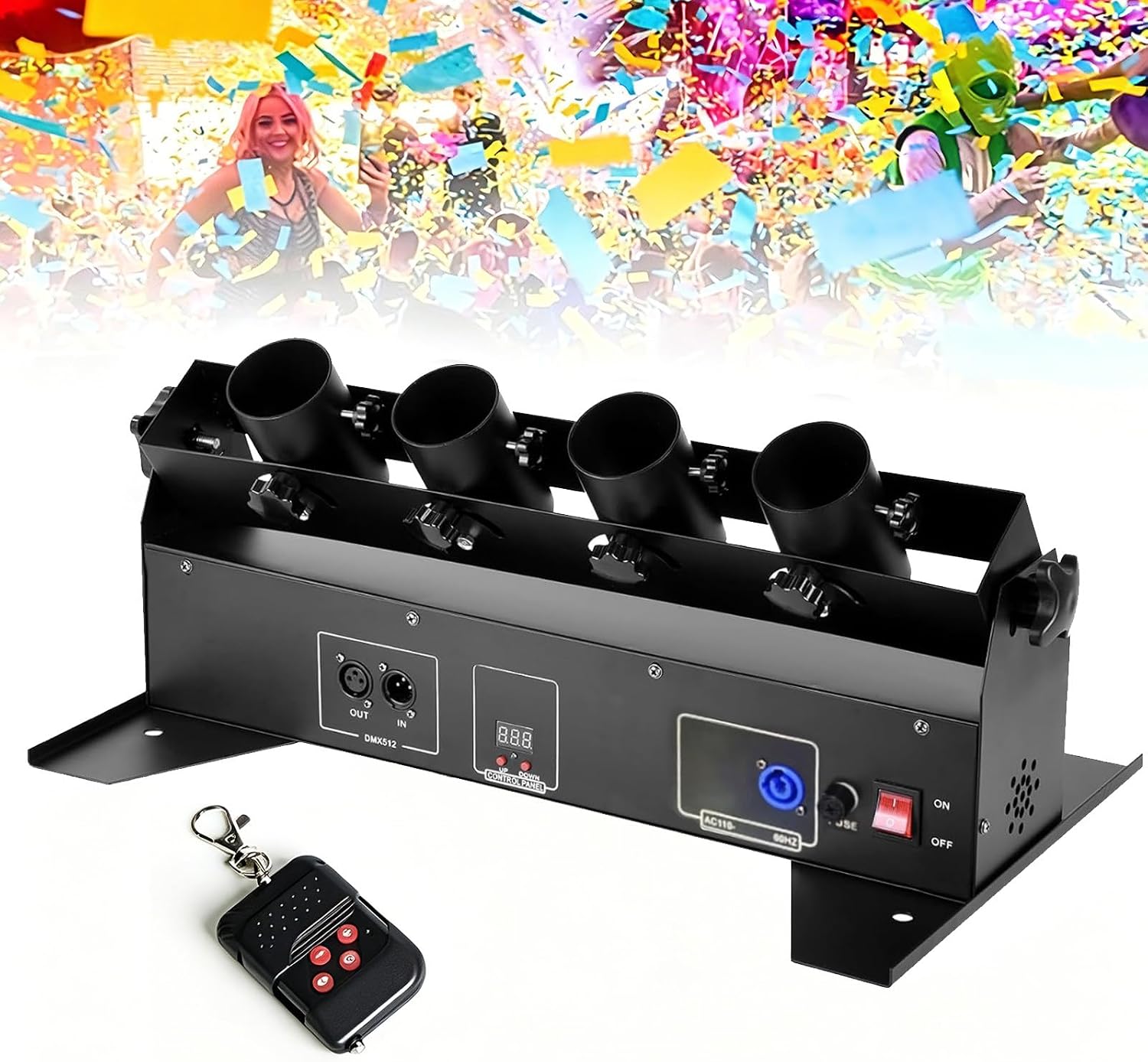 Máquina eléctrica profesional lanzadora de confeti con control remoto miniatura 1