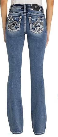 Miss Me Womens Royal Rebellion Fleur De Lis Mid Rise Bootcut Jeans