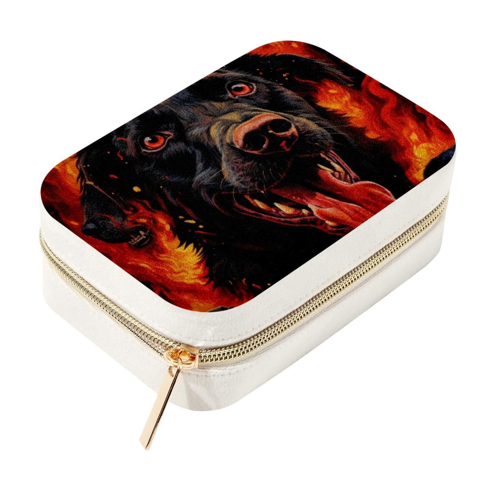 Boîte à bijoux en velours Fire Dog avec support de rangement pour boucles