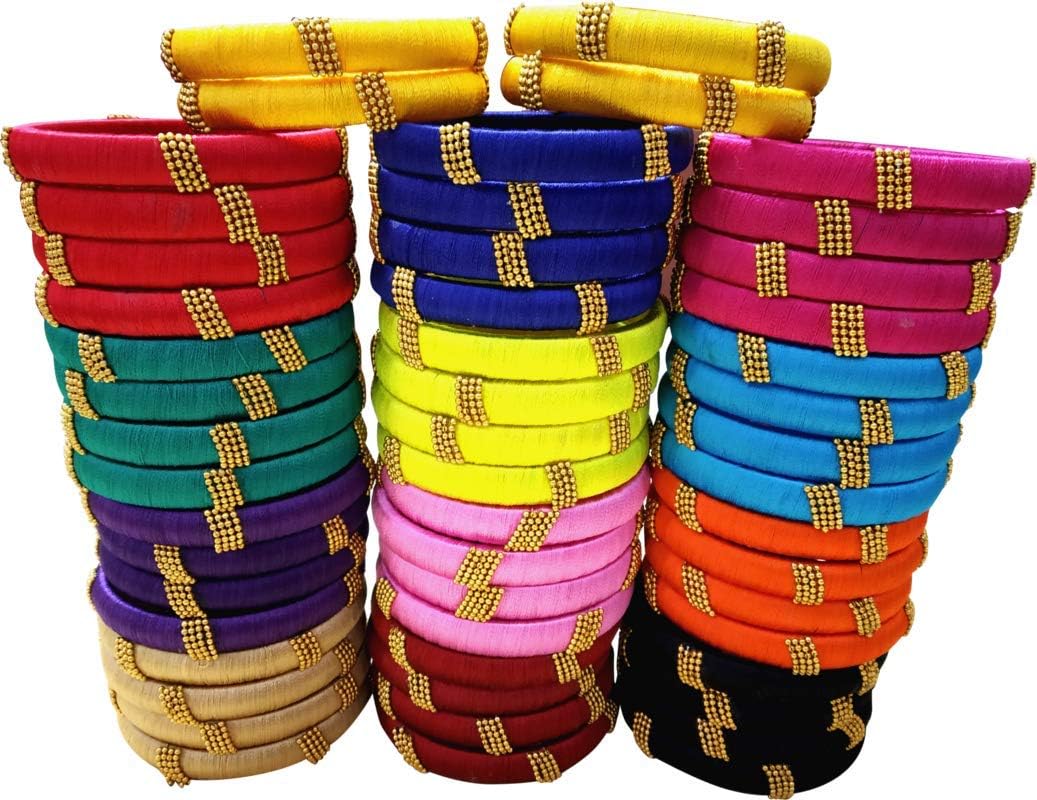 GOELX Handmade Colorful 52 Designer Kada Bangles Bulk Set