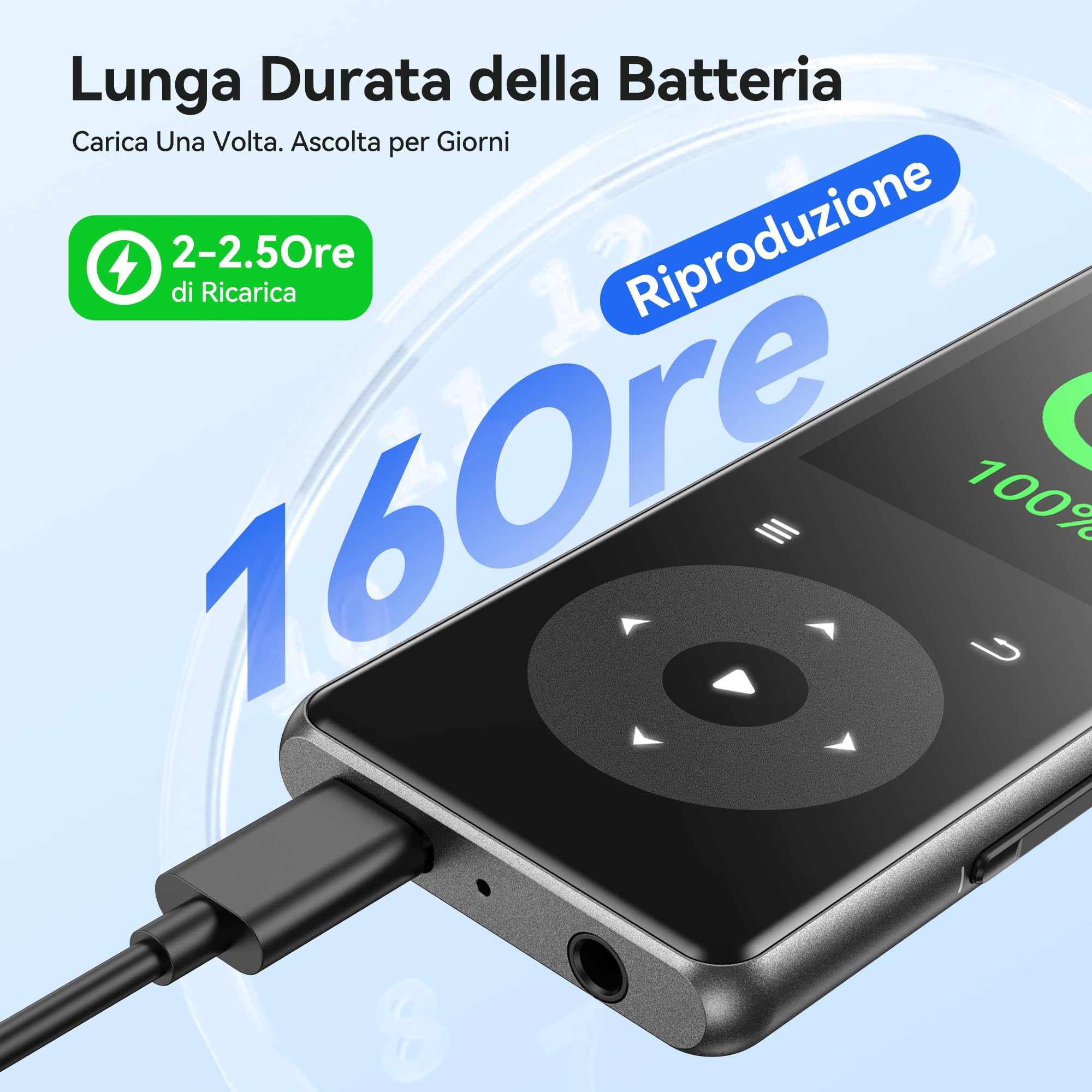AGPTEK Nuovo MP3 Bluetooth 5.4, Senza Memoria, 1,8'' Lettore in Metallo con Tasti Tattili Retroilluminati, Suono HiFi con Altoparlante Radio, Portatile fino a 128GB (0GB)