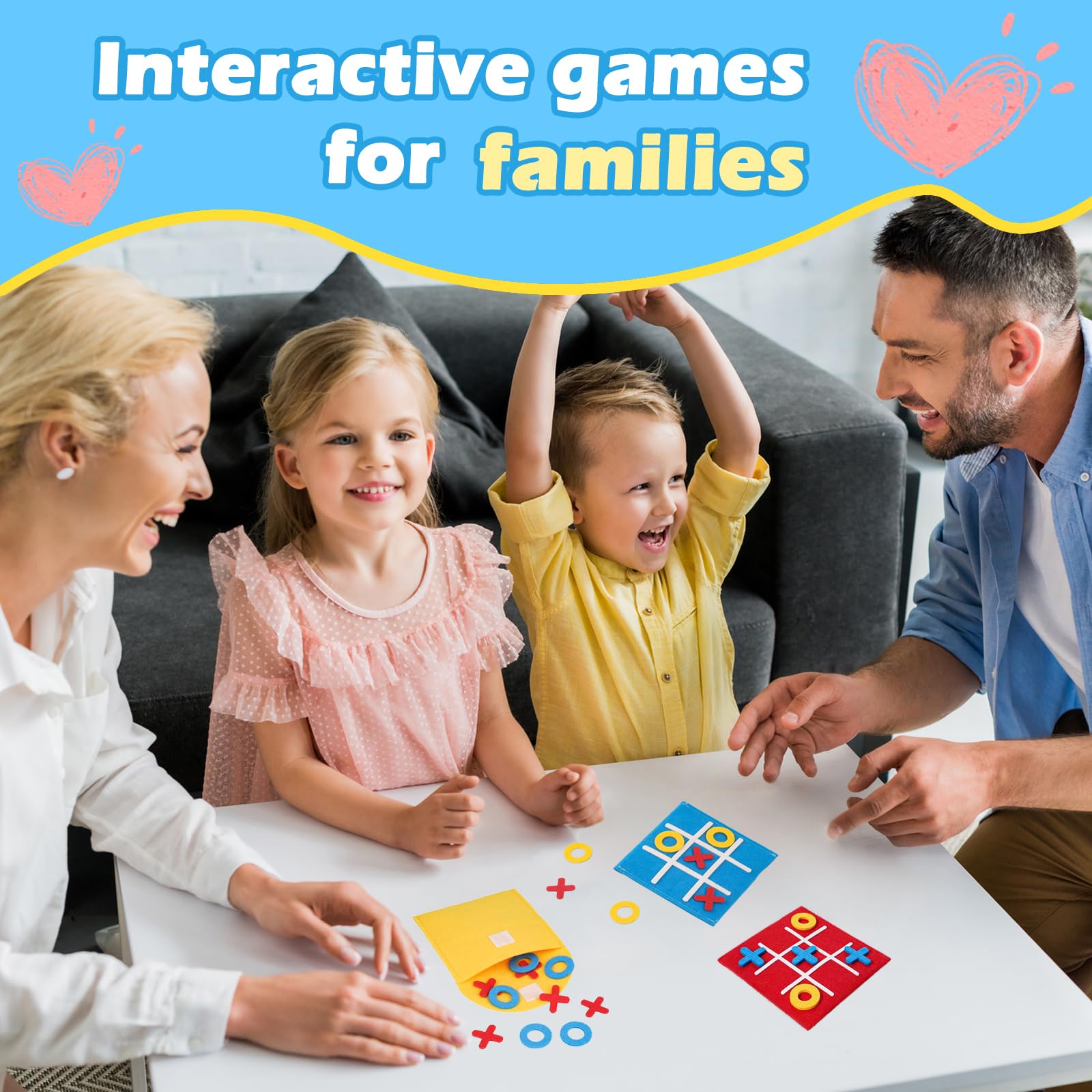 BUULOO Grand Manger Petit Tic Tac Toe Jeux De Stratégie Pour Enfants Jeu De Société Surprise Tic Tac Toe Intérieur Parent-Child Interactive Jeux De Famille à Jouer Classique