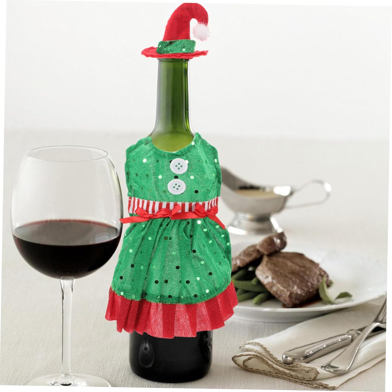PRETYZOOM 8pcs Christmas Wine Bottle Covers Festive Gnome Style Wine Accessory for Holiday Decor Soft and Washable Material for Parties and Gifting
