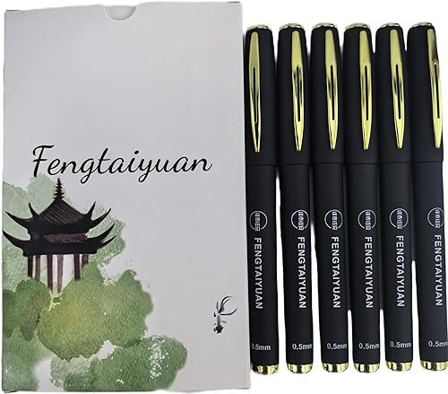 Fengtaiyuan P18x6, bolígrafos de tinta de gel negra, agarre cómodo antideslizante, tinta negra, extrafinos, 0.020 in, tinta de secado rápido, caja