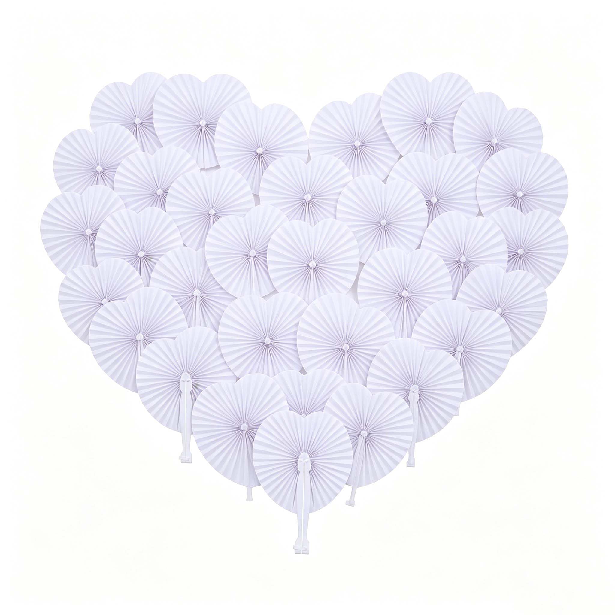 60 Pezzi Ventagli Pieghevoli Bianchi Ventaglio bianco Pieghevole Forma Cuore Ventaglio Matrimonio Maniglia Plastica per bomboniera wedding Regali Gli Invitati Bomboniera Ospiti Baby Shower Compleanno